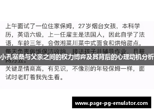 小孔塞桑与父亲之间的权力博弈及其背后的心理动机分析