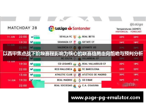 以西甲焦点战下阶段赛程影响为核心的联赛格局走向前瞻与预判分析